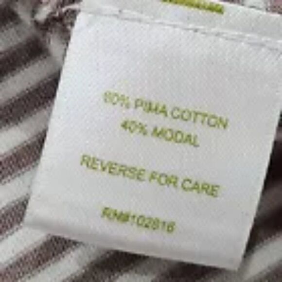 GARNET HILL Pima Cotton Modal Taupe Striped Tiered Tunic Tank Womens Medium - Picture 6 of 7